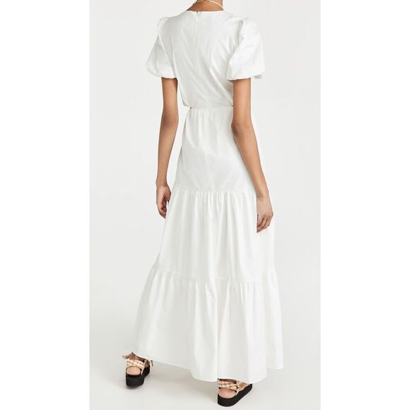 WAYF Plaza Cut Out Tiered Maxi cotton white Dress large - Picture 2 of 8